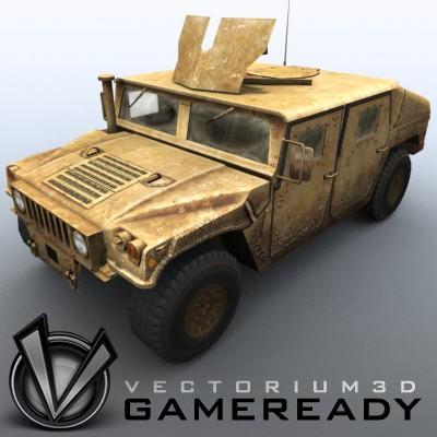 3D Model of Low poly model of HUMVEE with one 1024x1024 diffusion/opacity TGA texture - 3D Render 1